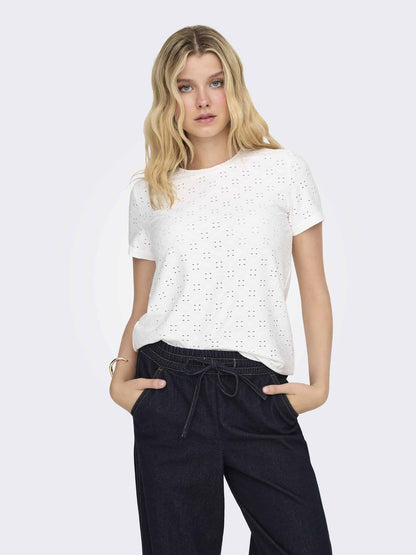 T-shirt da donna bianca Jacqueline de Yong con maniche corte