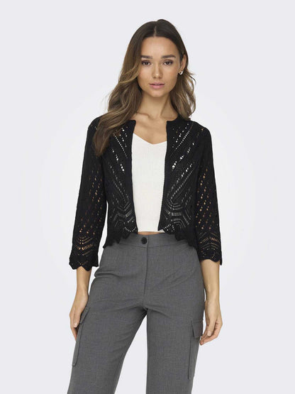 Cardigan cropped nero da donna Jacqueline de Yong, versatile e casual