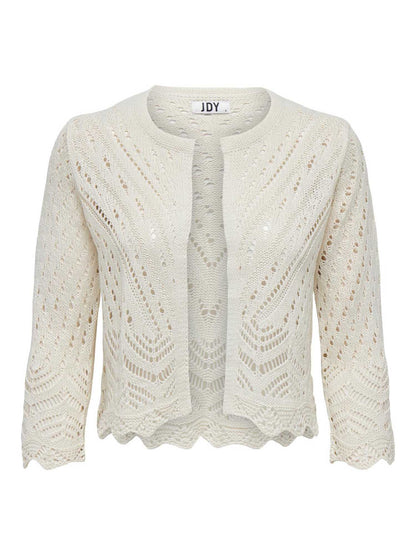 Cardigan Sun Cropped 3/4 da donna crema, elegante e leggero