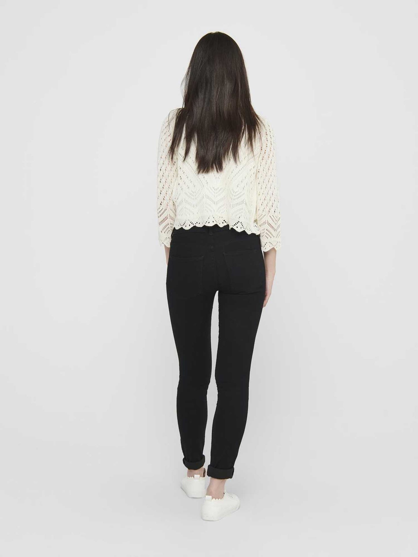 Cardigan Sun Cropped 3/4 da donna crema, elegante e leggero