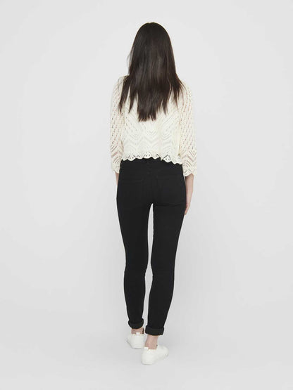 Cardigan Sun Cropped 3/4 da donna crema, elegante e leggero