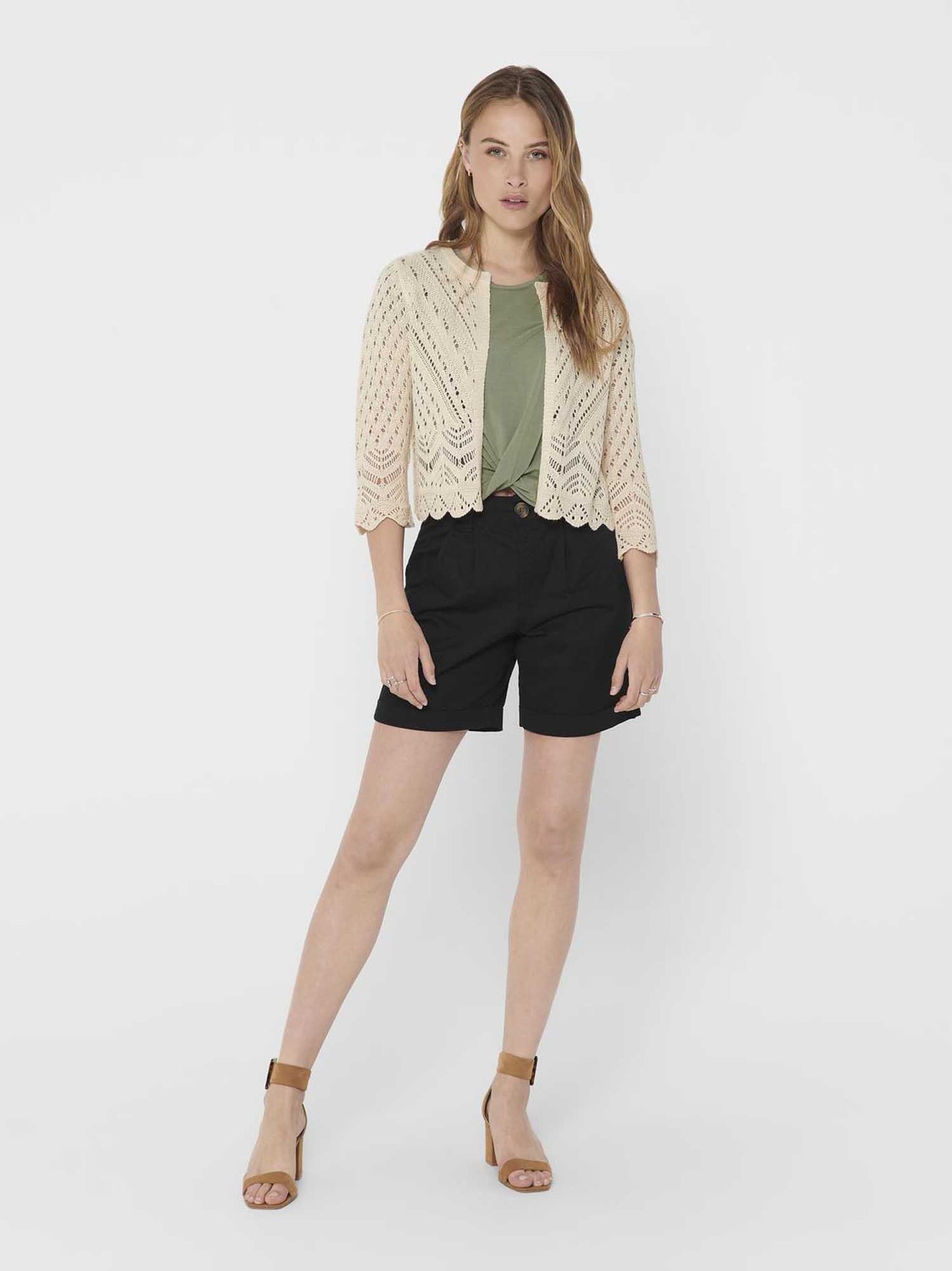 Cardigan cropped beige da donna Jacqueline de Yong, stile casual
