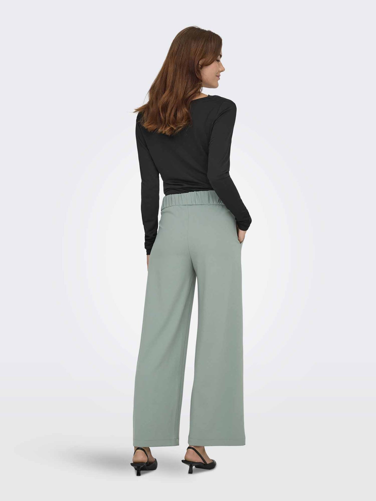 Pantaloni chino verdi da donna Jacqueline de Yong con vita elasticizzata