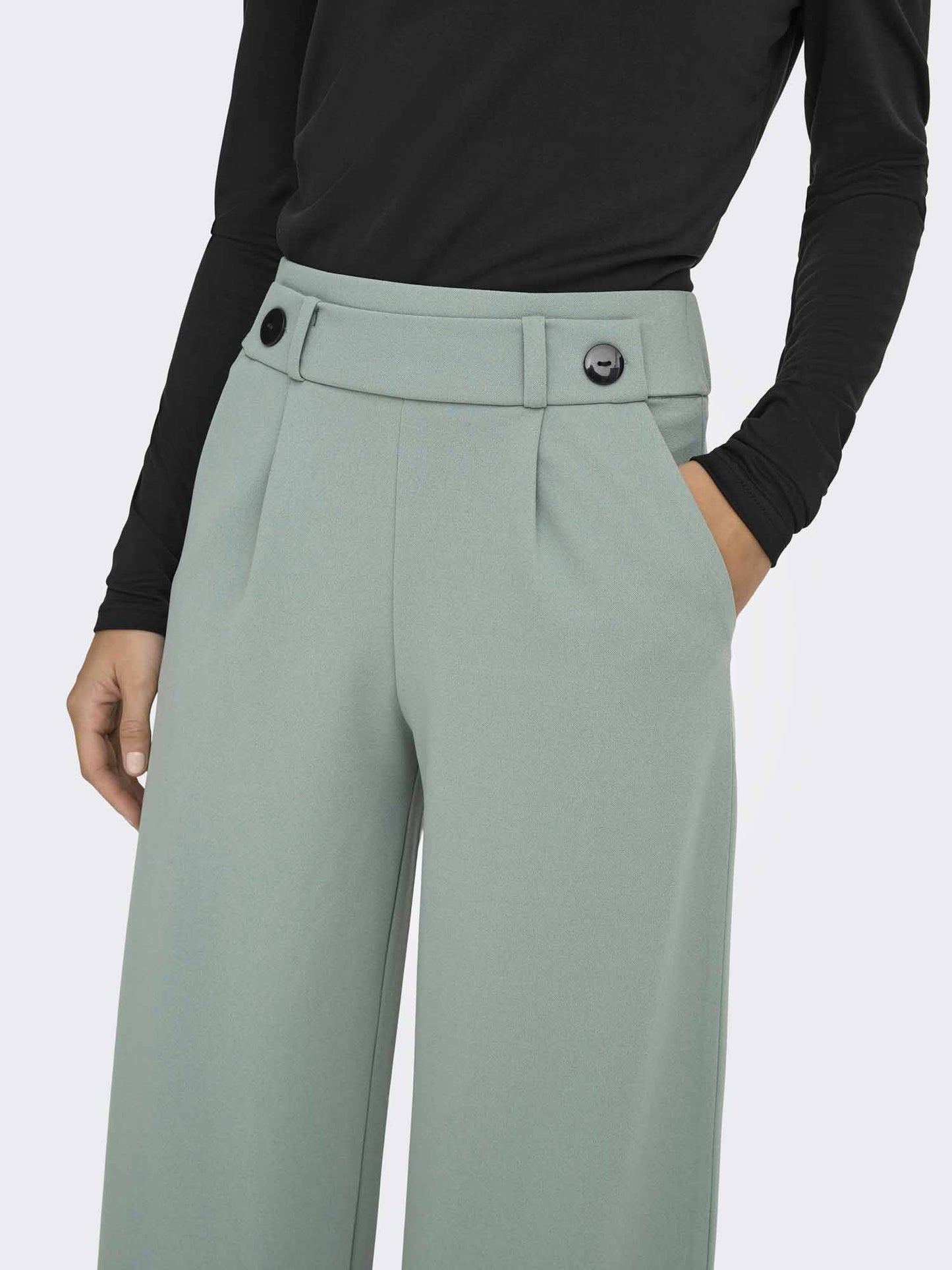 Pantaloni chino verdi da donna Jacqueline de Yong con vita elasticizzata