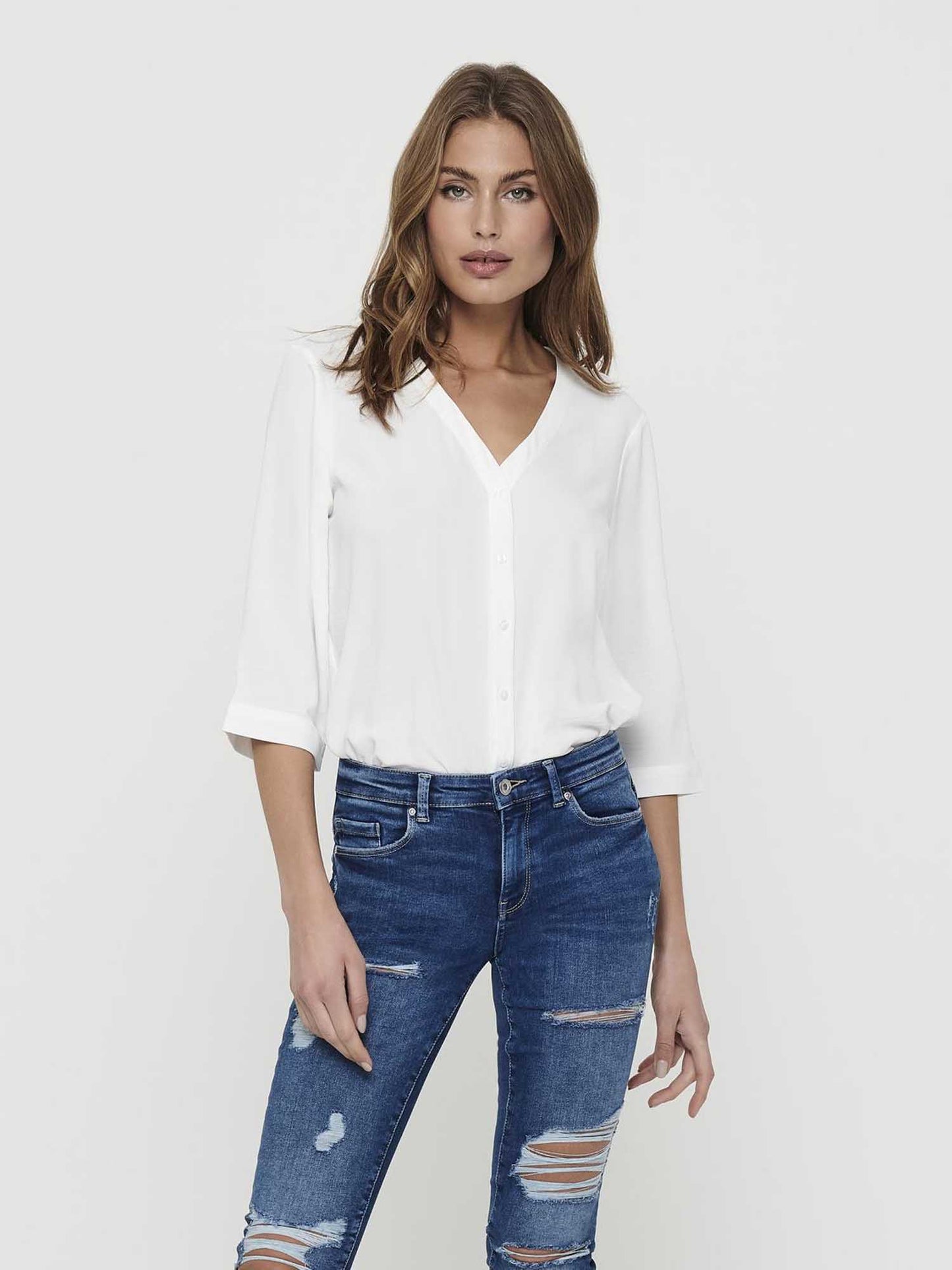 Camicia bianca da donna Jaqueline de Yong Cloud in tessuto leggero