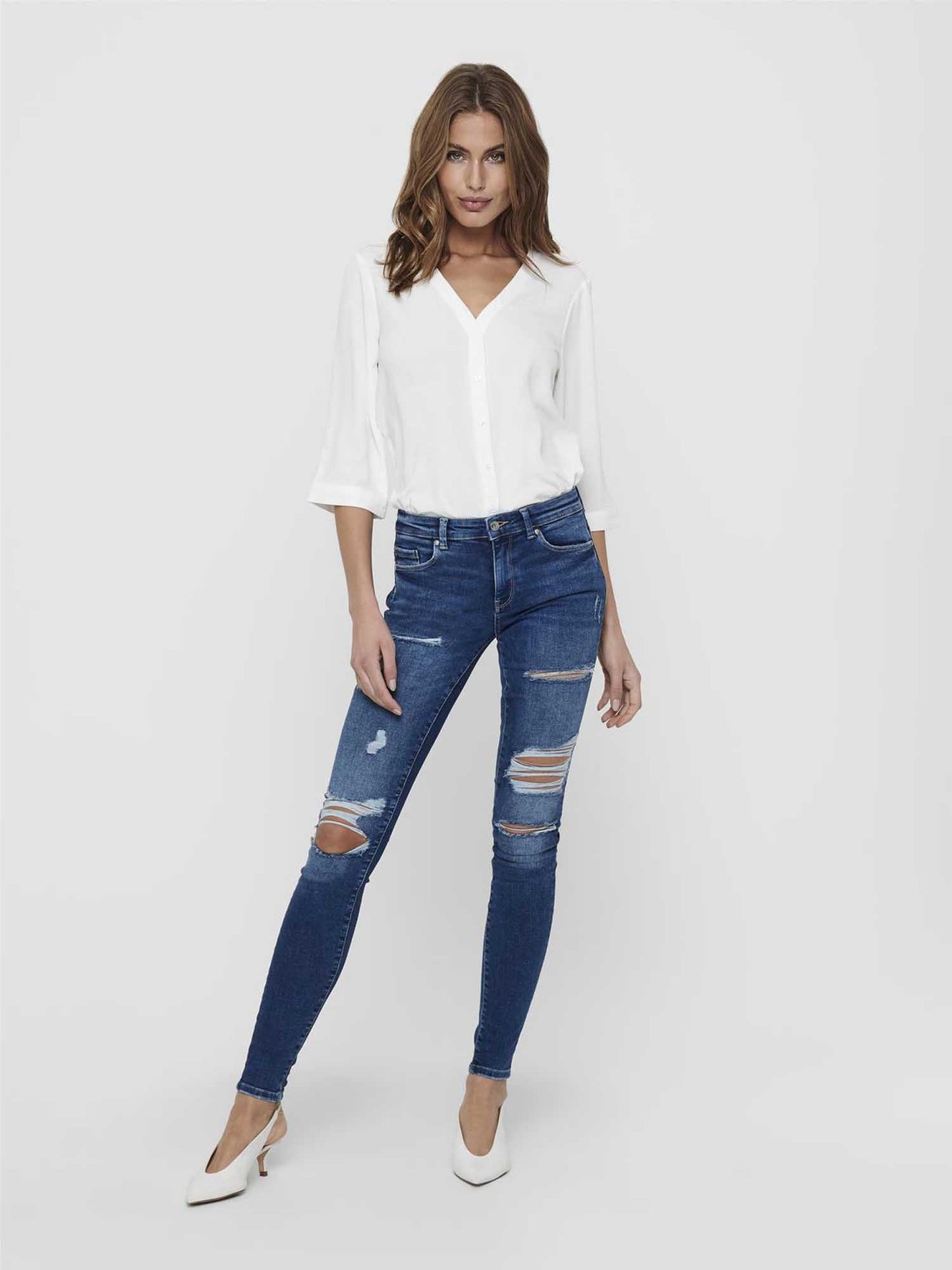 Camicia bianca da donna Jaqueline de Yong Cloud in tessuto leggero