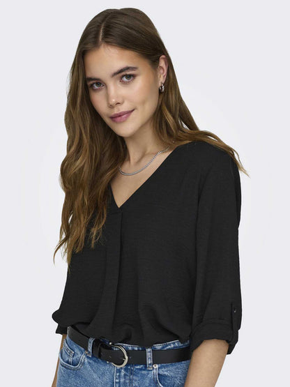 Elegante blusa nera da donna Jaqueline de Yong per la primavera estate