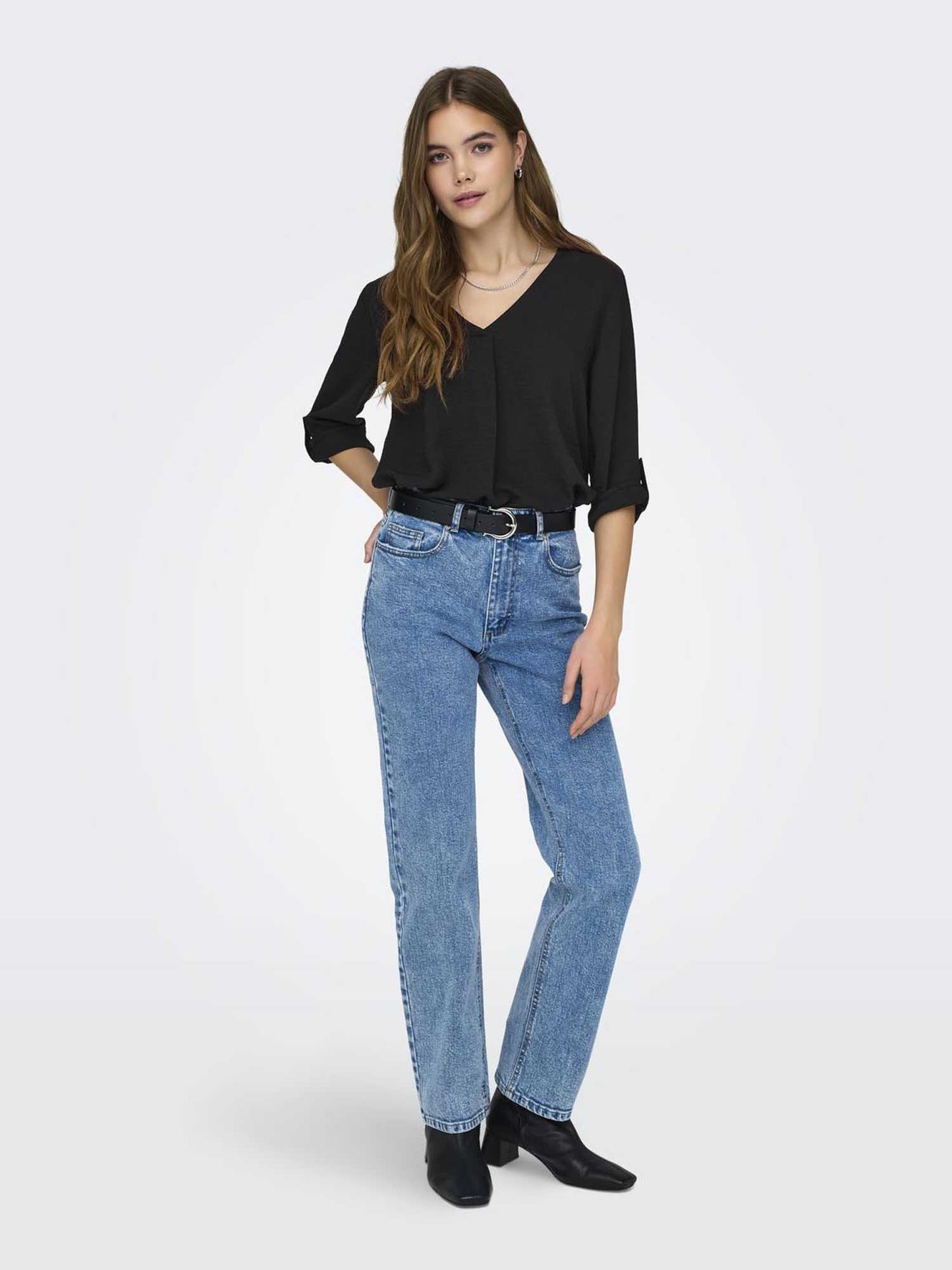 Elegante blusa nera da donna Jaqueline de Yong per la primavera estate
