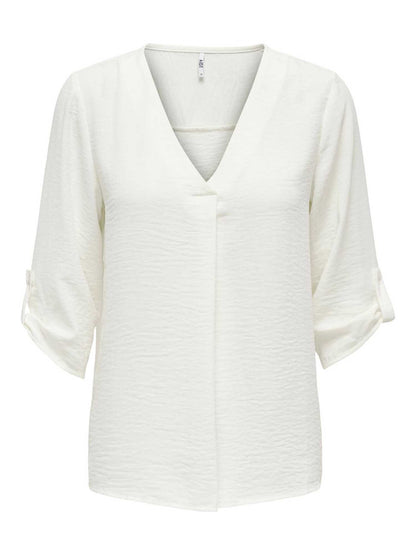 Blusa beige da donna Jacqueline de Yong con maniche a 3/4