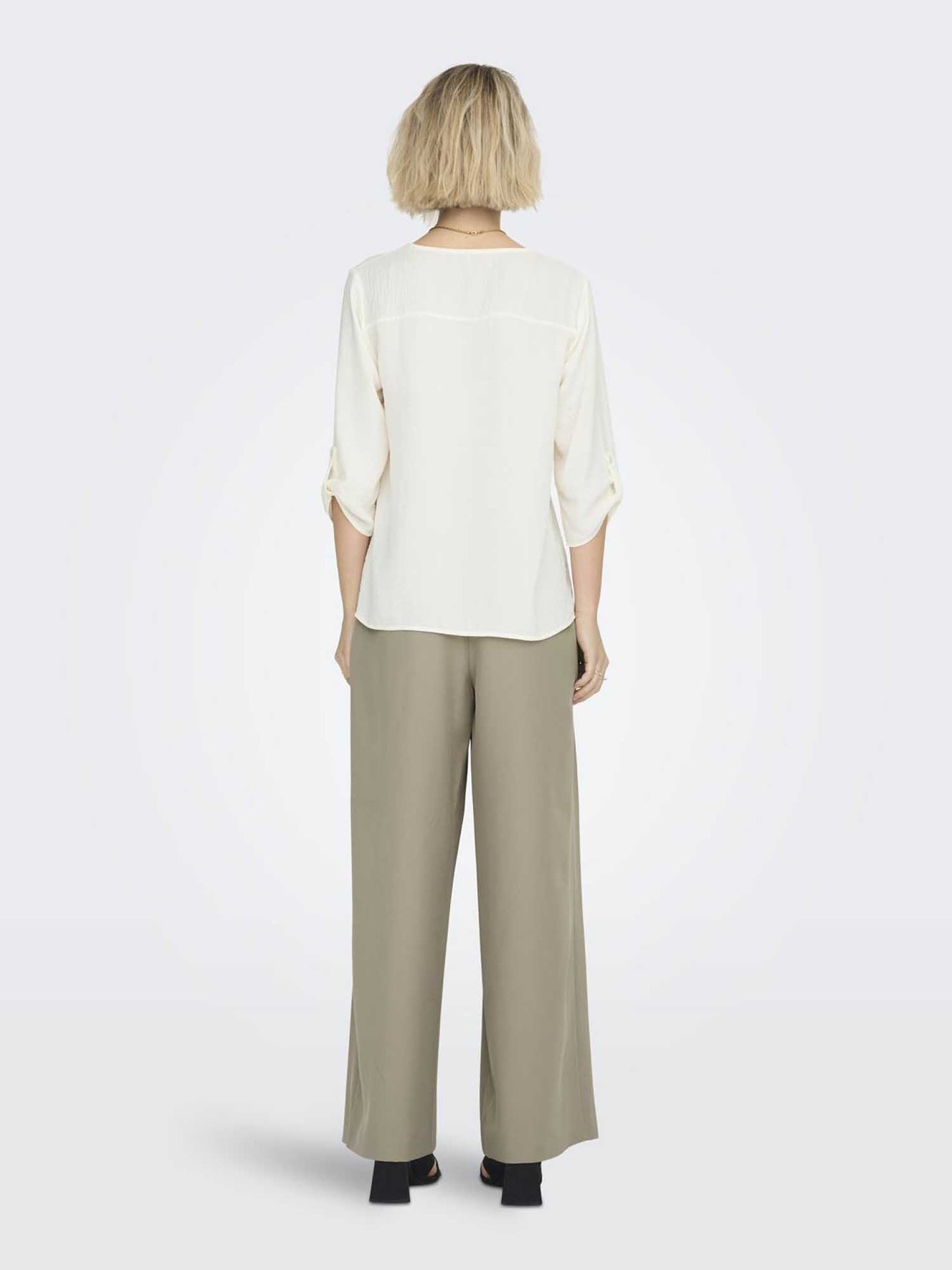 Blusa beige da donna Jacqueline de Yong con maniche a 3/4