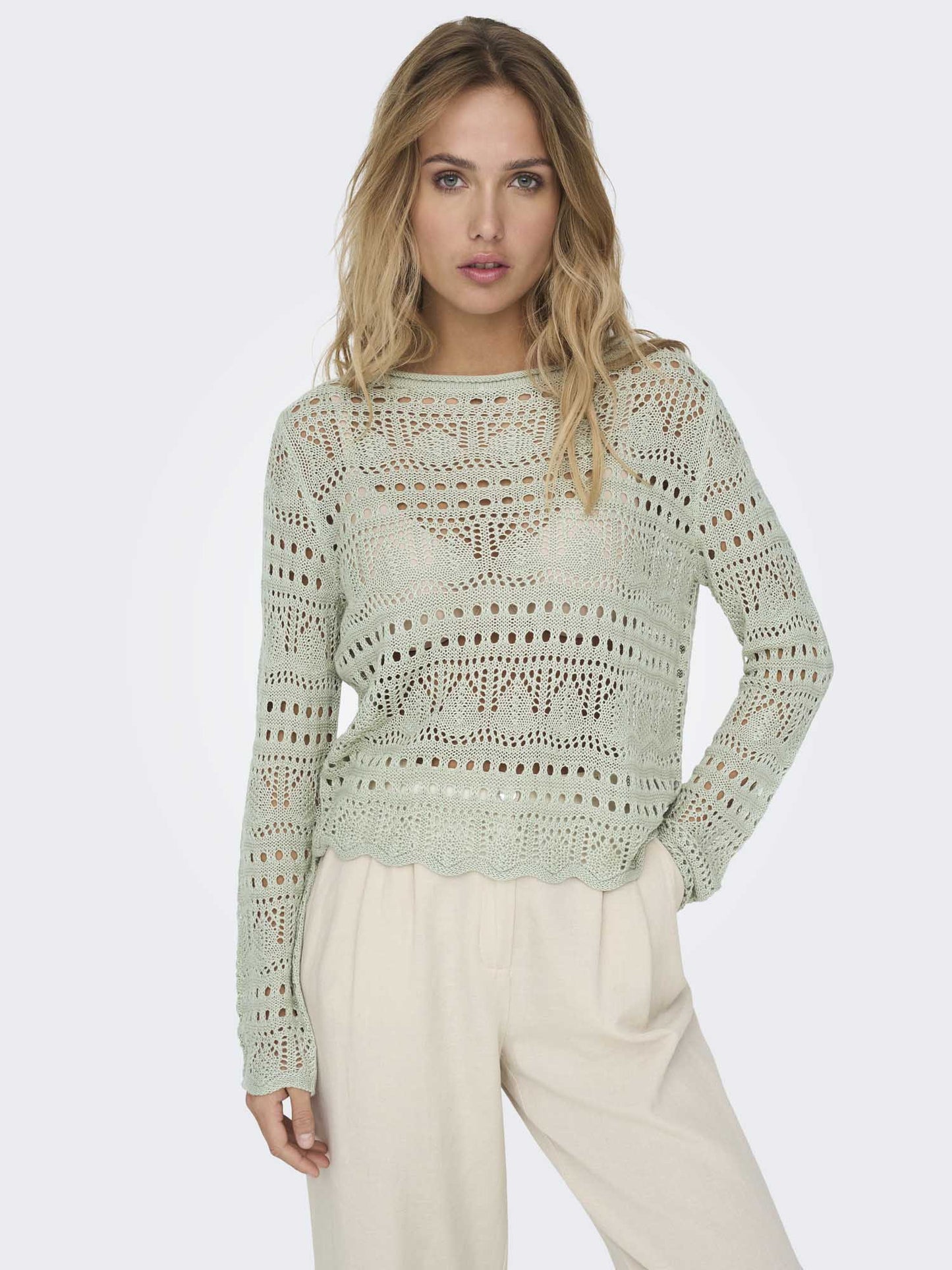 Jacqueline de Yong Jdysun Lay, maglia verde a maniche lunghe da donna