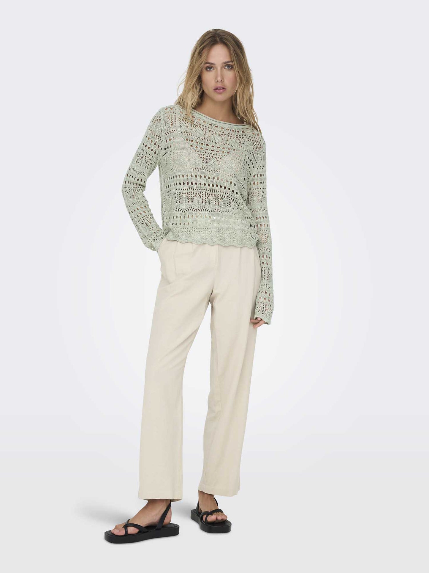 Jacqueline de Yong Jdysun Lay, maglia verde a maniche lunghe da donna