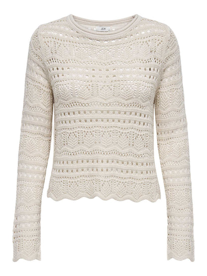Jacqueline de Yong maglia donna beige con scollo a barca