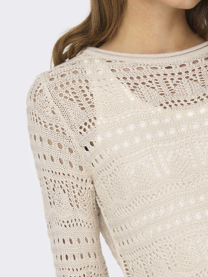 Jacqueline de Yong maglia donna beige con scollo a barca