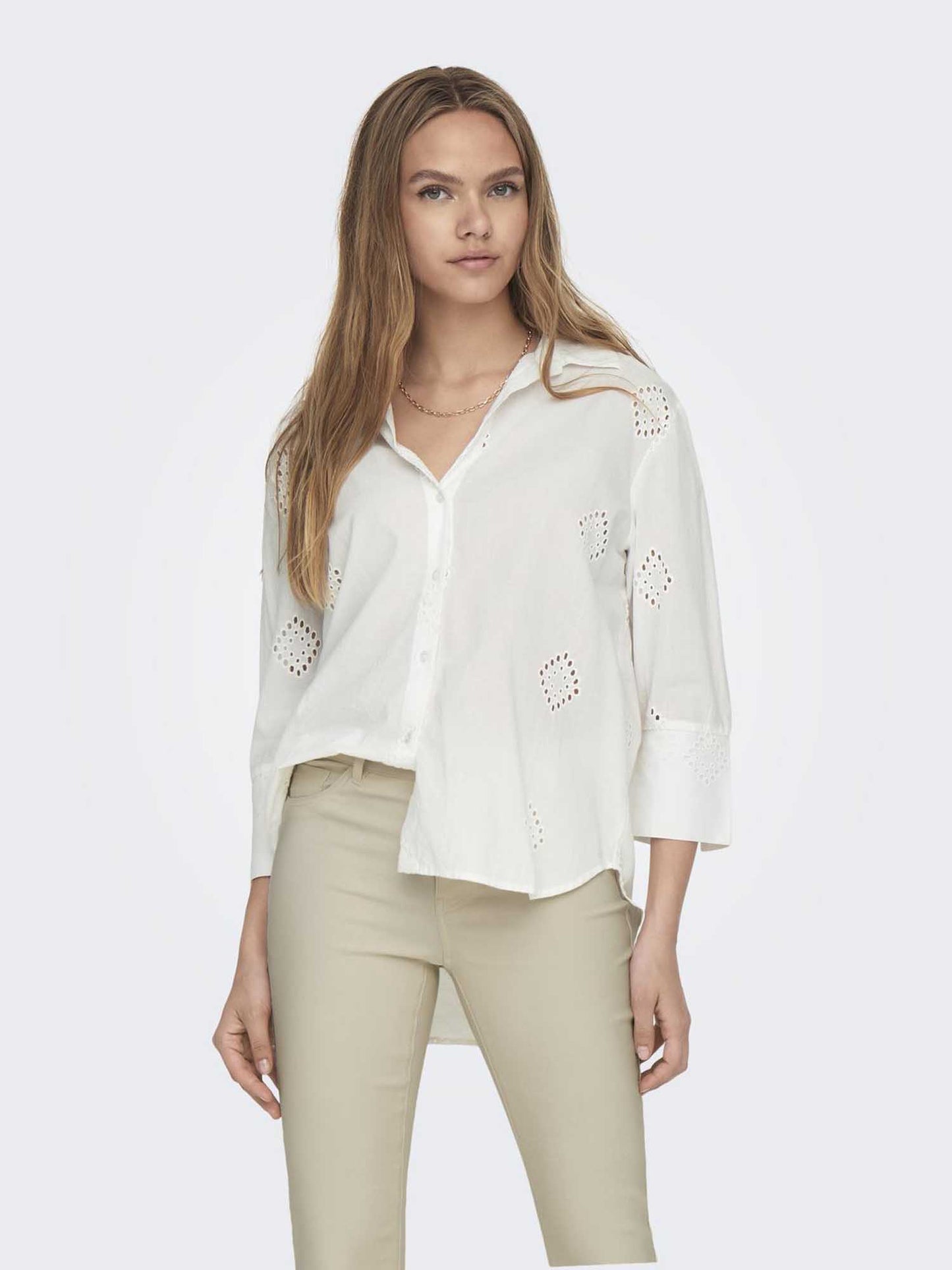 Jacqueline de Yong Tallie, camicia bianca da donna a manica 3/4