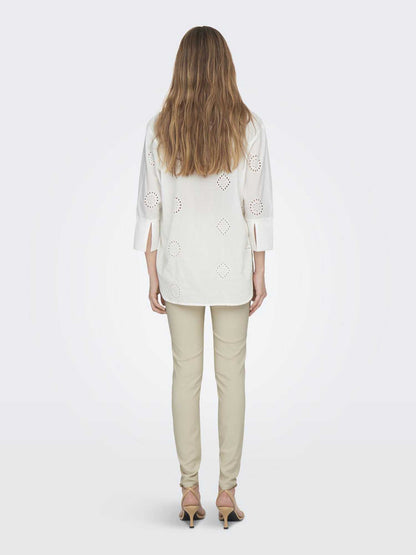 Jacqueline de Yong Tallie, camicia bianca da donna a manica 3/4