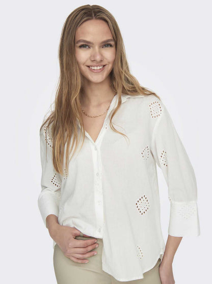Jacqueline de Yong Tallie, camicia bianca da donna a manica 3/4