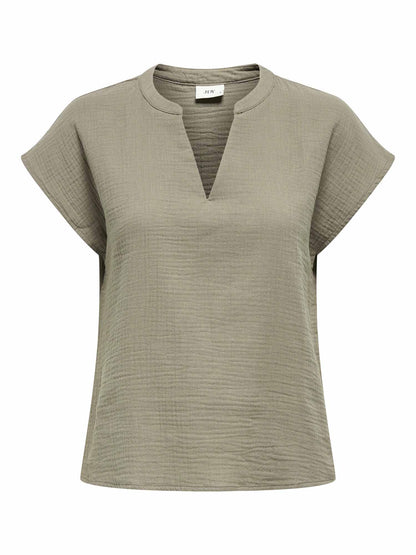 Jacqueline de Yong Theis, elegante blusa beige da donna con scollo a V