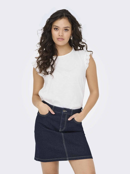 Jacqueline de Yong Salva, t-shirt maniche corte donna crema in cotone