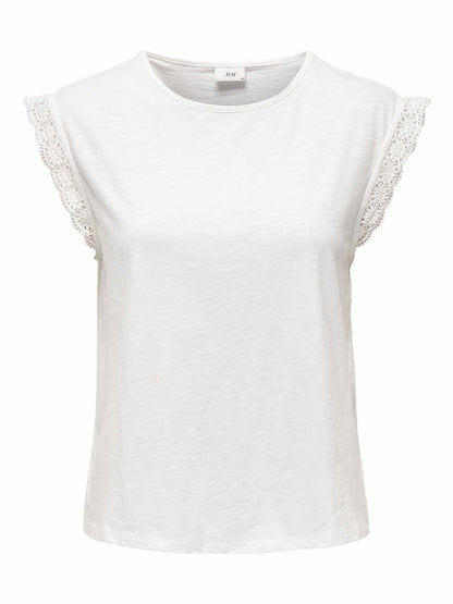 Jacqueline de Yong Salva, t-shirt maniche corte donna crema in cotone