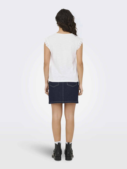 Jacqueline de Yong Salva, t-shirt maniche corte donna crema in cotone