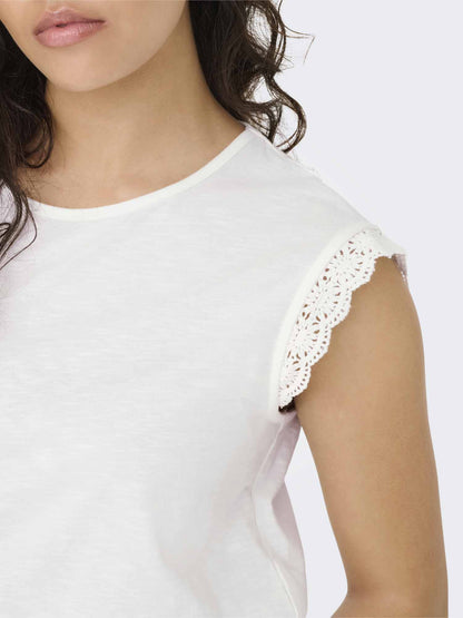 Jacqueline de Yong Salva, t-shirt maniche corte donna crema in cotone