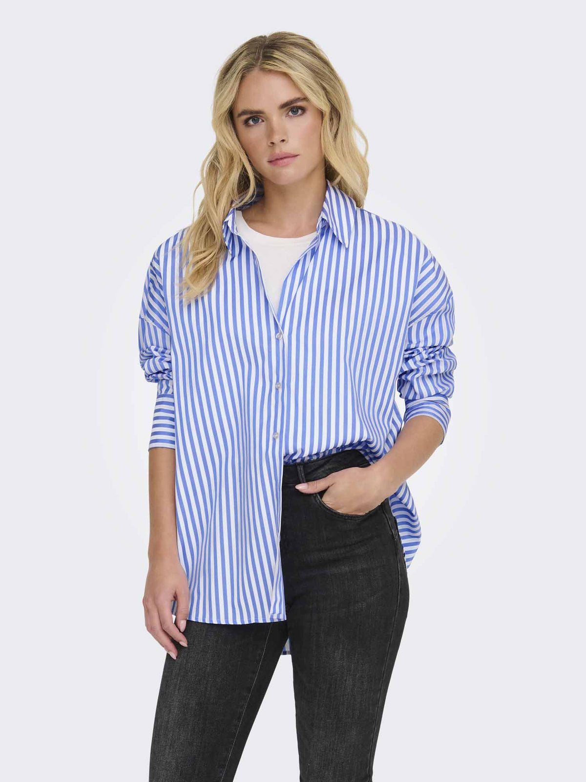 Jdy vesper camicia da donna bianco-blu