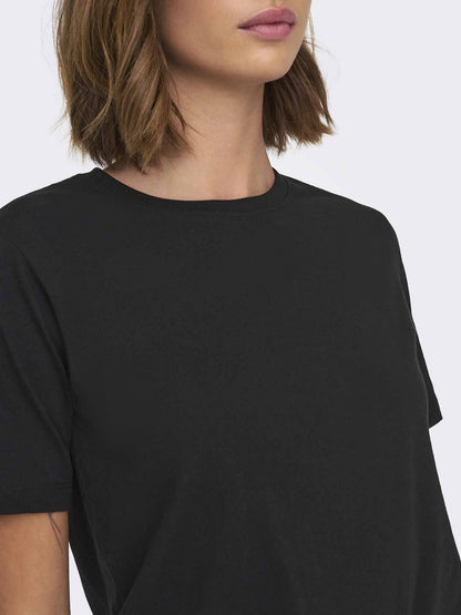 Jacqueline de Yong Rex, t-shirt manica corta nera da donna