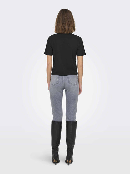 Jacqueline de Yong Rex, t-shirt manica corta nera da donna