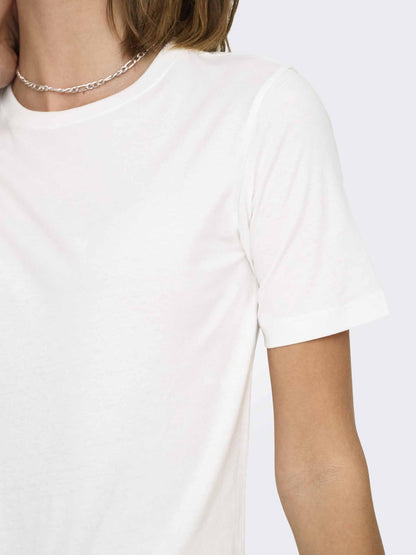 T-shirt a manica corta Jacqueline de Yong in cotone crema donna