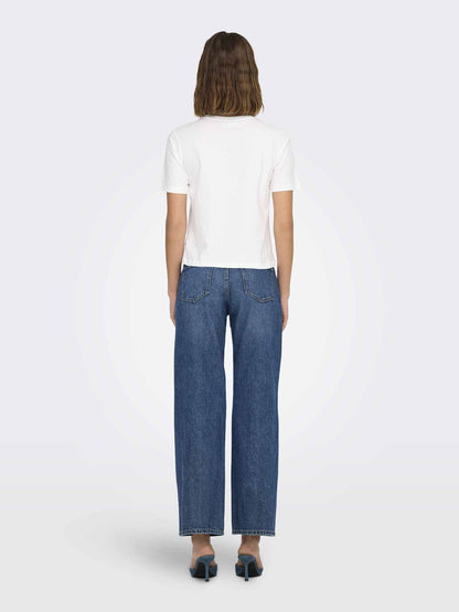 T-shirt a manica corta Jacqueline de Yong in cotone crema donna