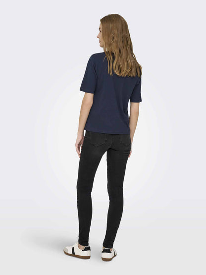Jacqueline de Yong Rex, t-shirt maniche corte blu donna casual