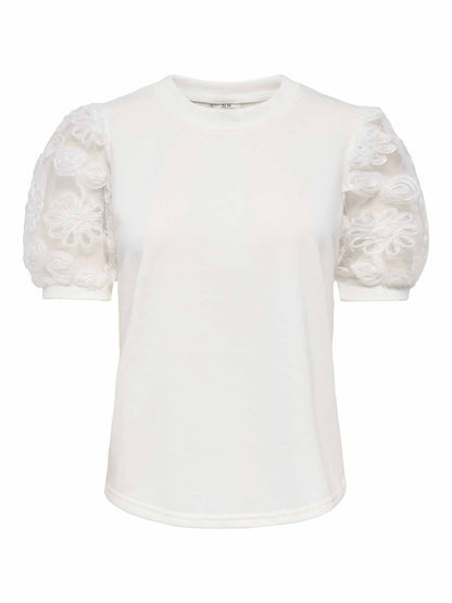 Jacqueline de Yong Susie Fairview, t-shirt maniche corte donna crema