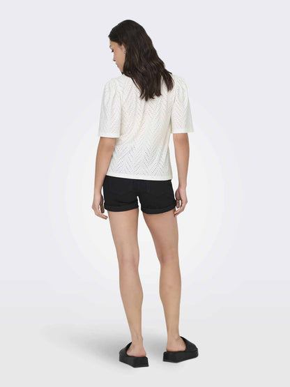 T-shirt crema da donna Jacqueline De Yong Carla Cathinka a maniche corte