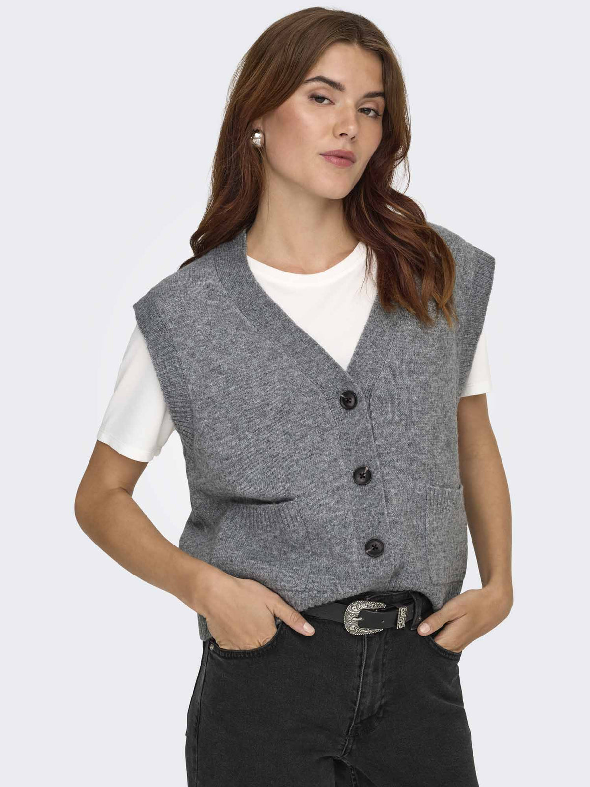 Jacqueline De Yong JDY Super Life, gilet cardigan da donna grigio