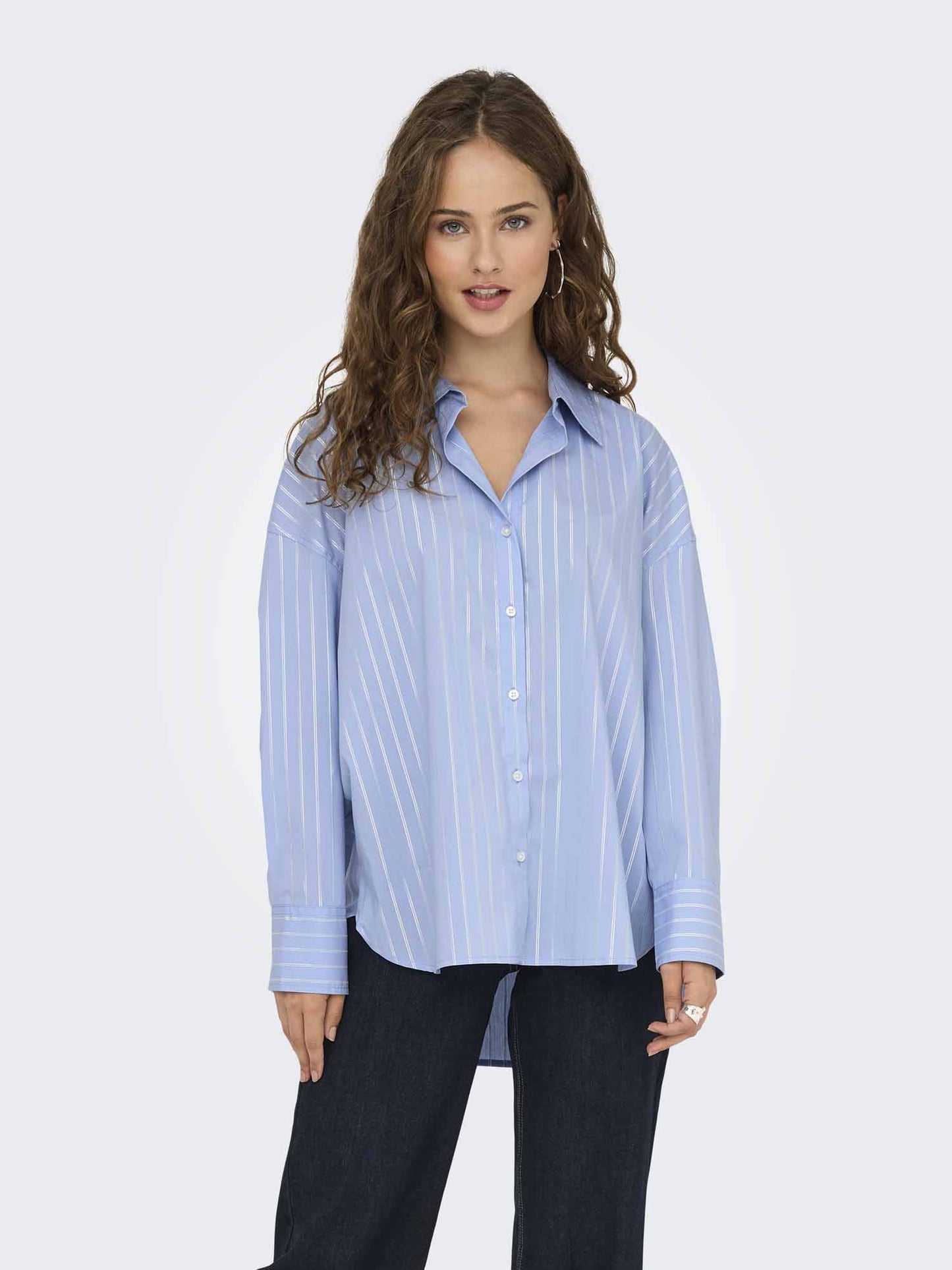 Camicia donna Jaqueline de Yong Mio Lurex azzurra casual