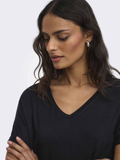 Jacqueline de Yong Sissy, t-shirt maniche corte nera da donna