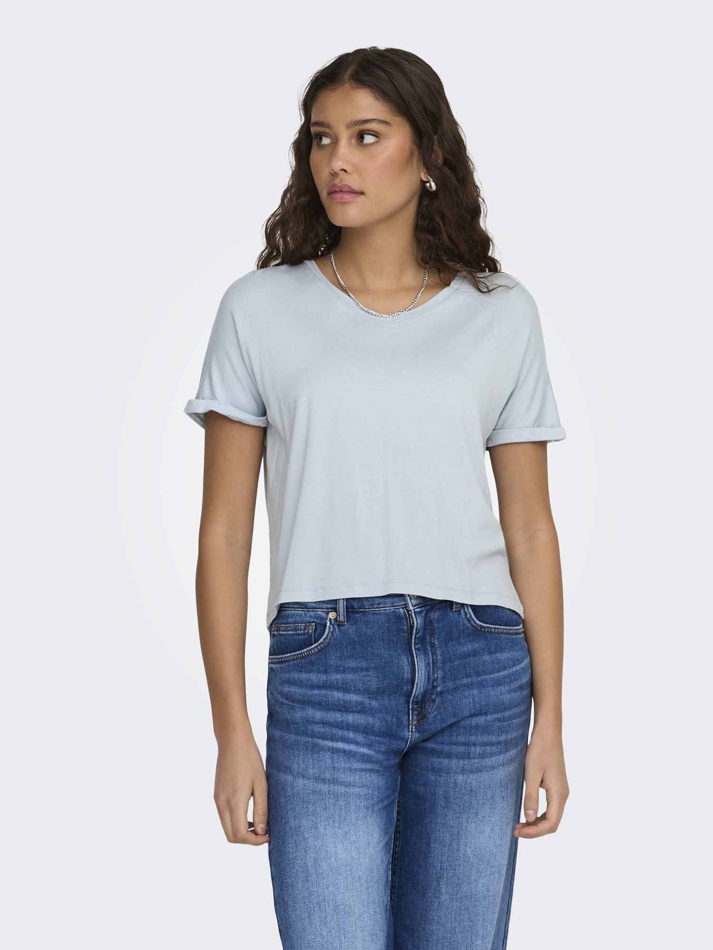 Jacqueline de Yong Sissy, t-shirt a maniche corte azzurra da donna