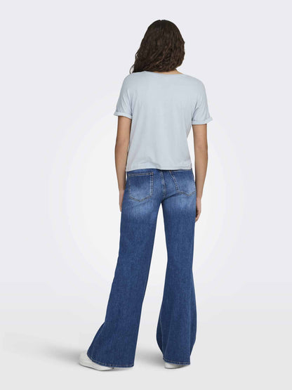 Jacqueline de Yong Sissy, t-shirt a maniche corte azzurra da donna
