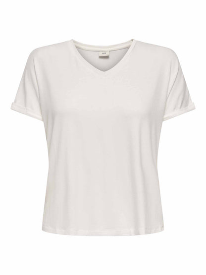 Jaqueline de Yong Sissy, t-shirt maniche corte da donna color crema