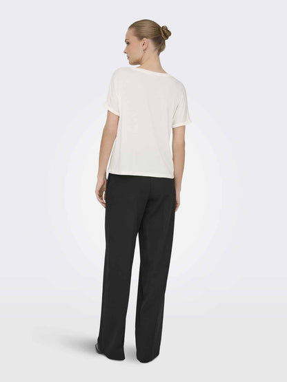 Jaqueline de Yong Sissy, t-shirt maniche corte da donna color crema