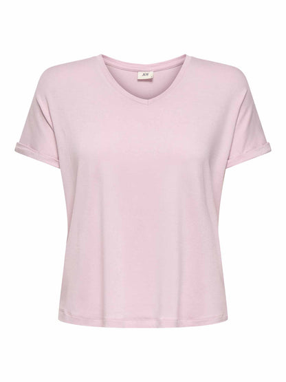 T-shirt da donna Jacqueline de Yong rosa lilac a maniche corte