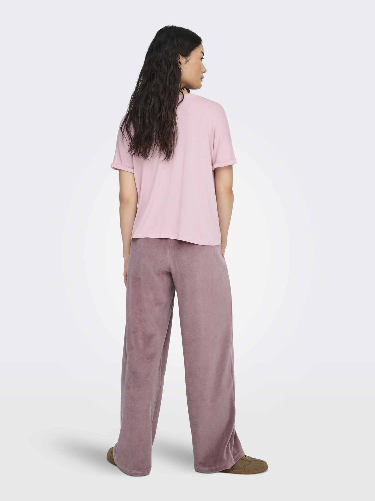 T-shirt da donna Jacqueline de Yong rosa lilac a maniche corte