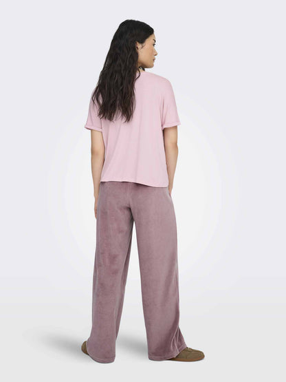 T-shirt da donna Jacqueline de Yong rosa lilac a maniche corte