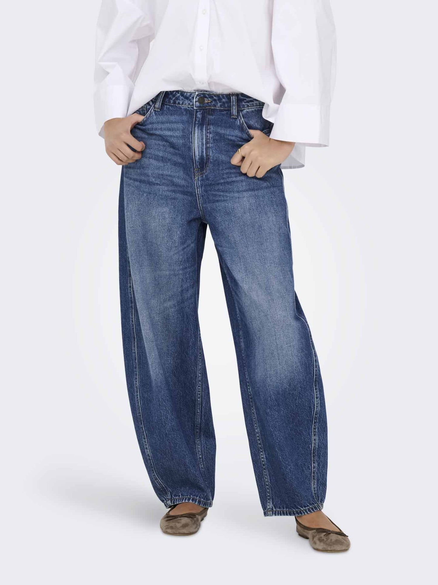 Jeans Susie Mid Waist Barrel in denim per donna