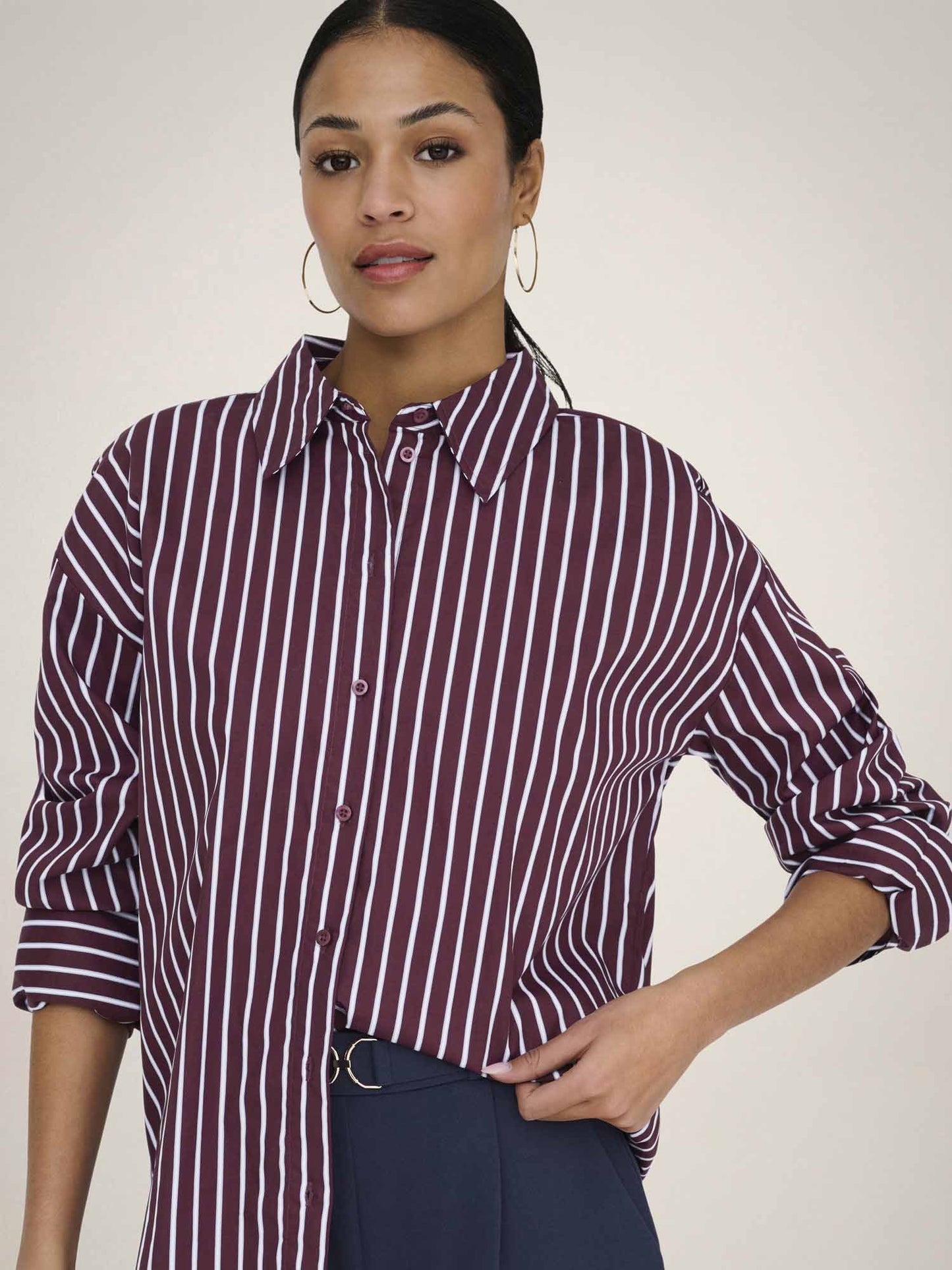 Jacqueline de Yong Serena, camicia da donna bordeaux