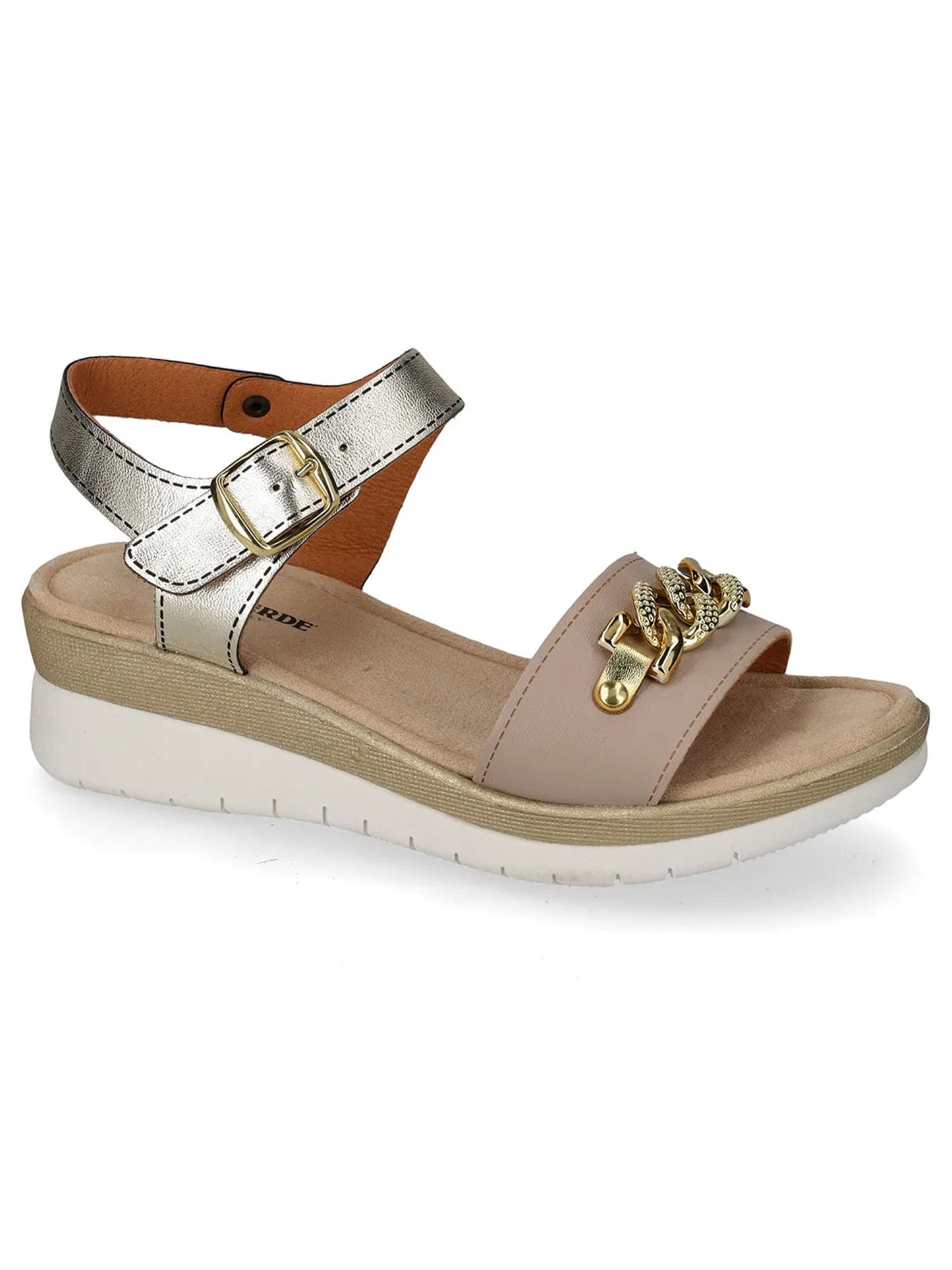 Sandalo Valleverde donna beige con zeppa comoda