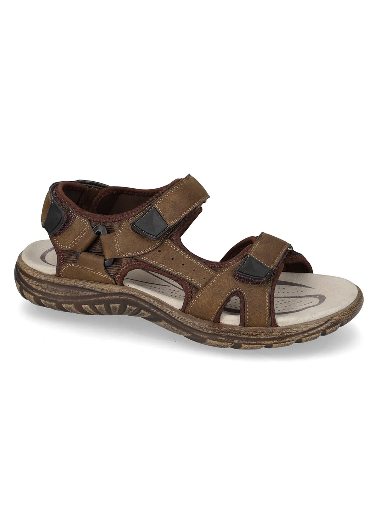 Sandali Valleverde uomo in cuoio marrone con doppio velcro