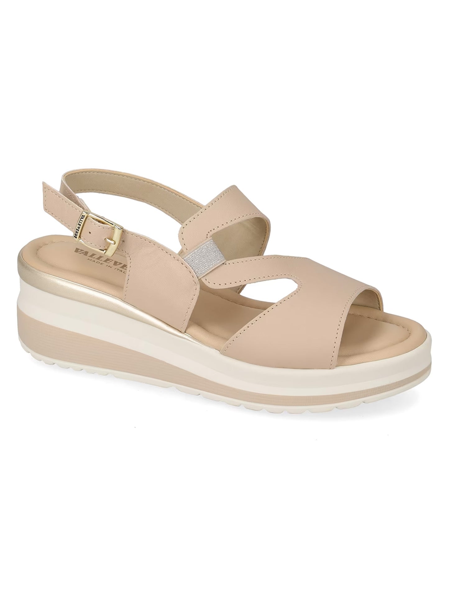 Sandali Valleverde beige con zeppa comoda e cinturino donna