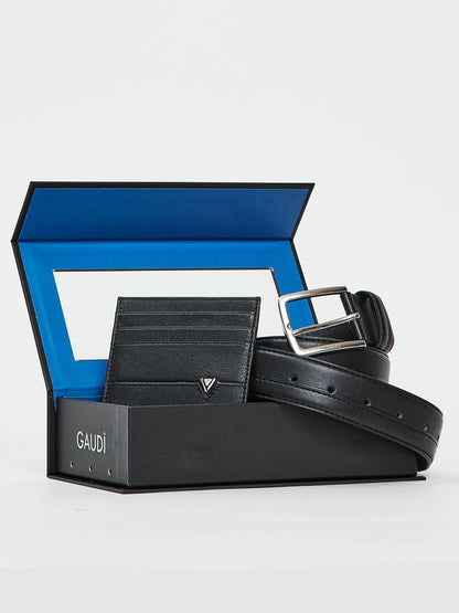 BOX PORTACARTE + CINTURA GAUDI' DA UOMO NERO